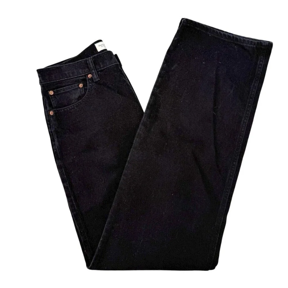 Abercrombie & Fitch High Rise 90s Relaxed Jean Womens 30 Long Black Denim Pants - Picture 5 of 9